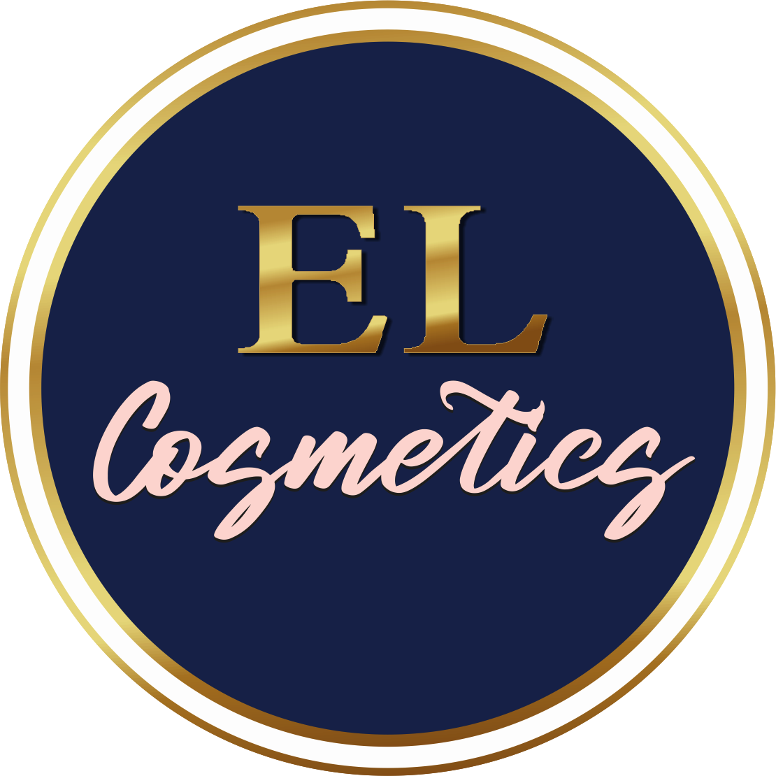 Logo for EL Cosmetics: gold initials 