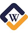 a blue and orange check mark with the letter w on it as the Wilson Whitaker Rynell Logo
