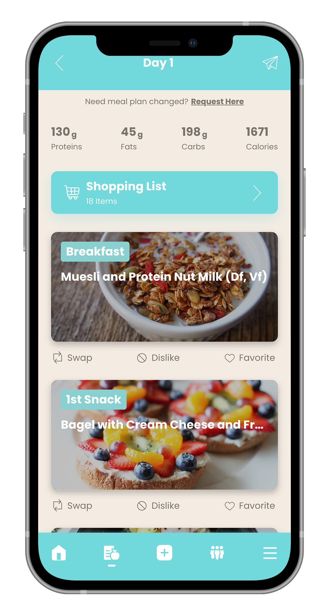 A cell phone with a food app on it.