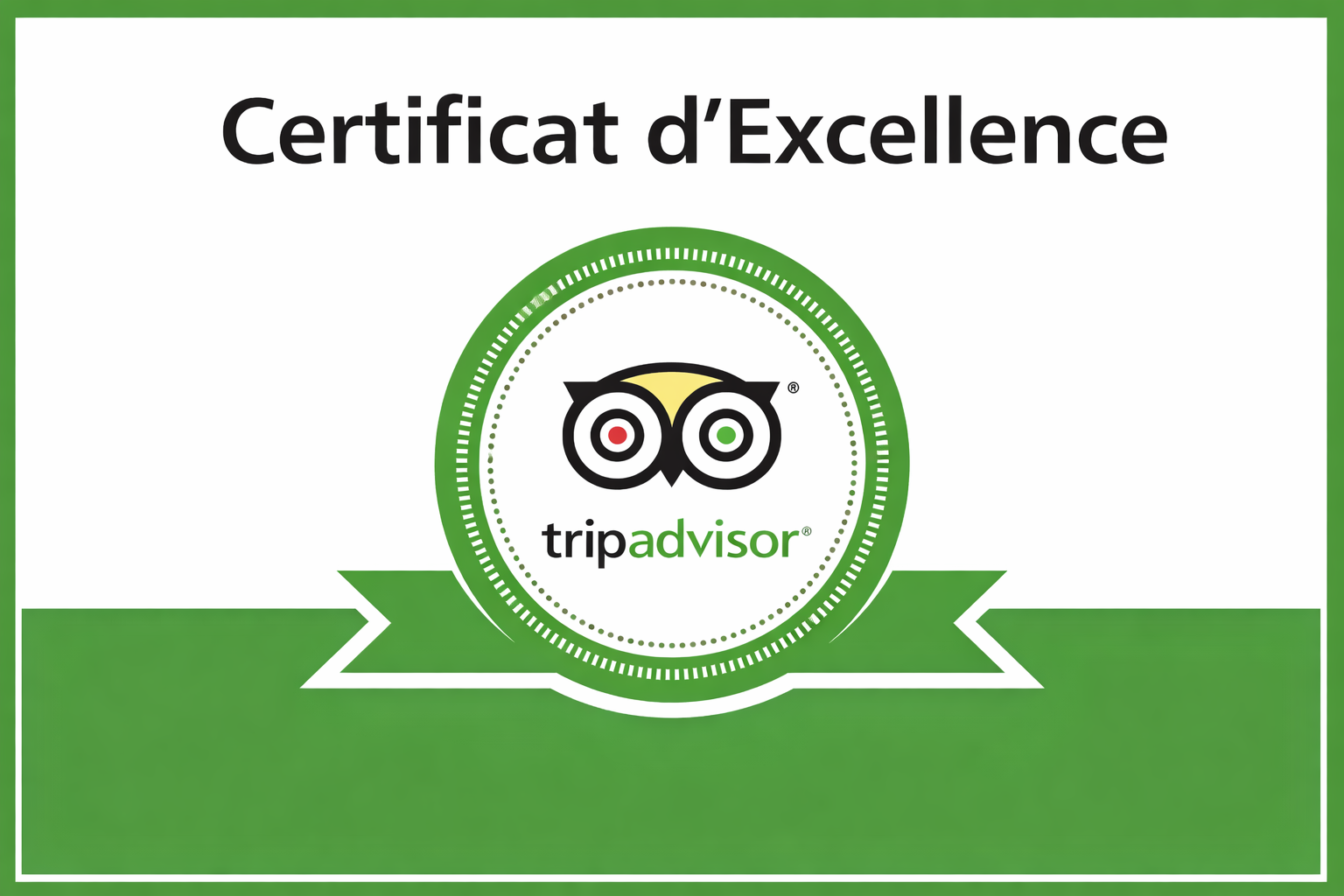 Certificat d’Excellence TripAdvisor