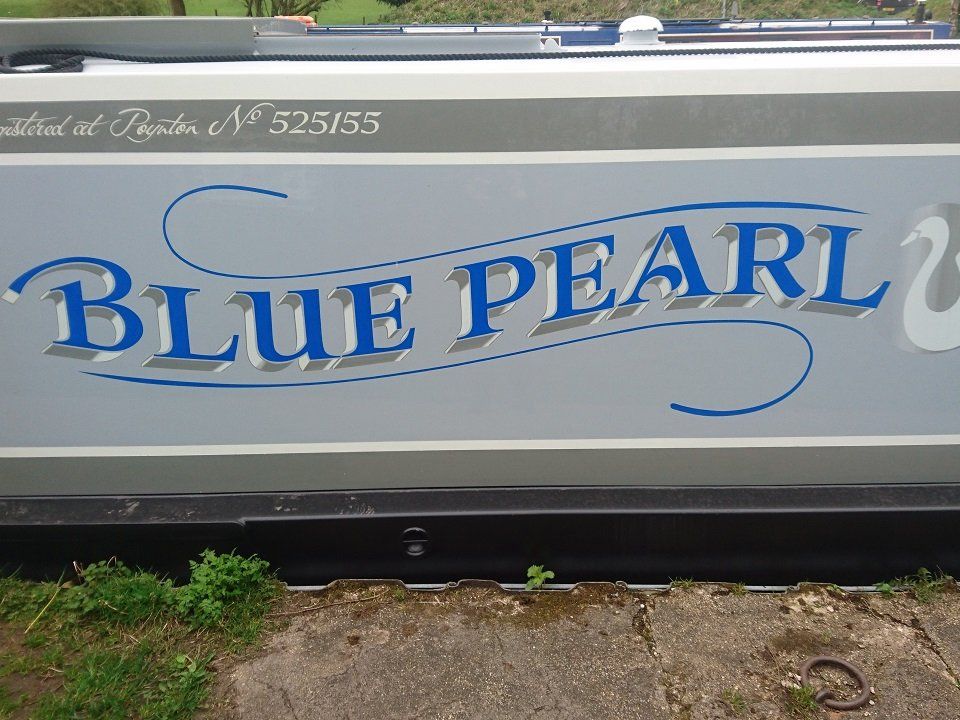 Blue Pearl  sign writing
