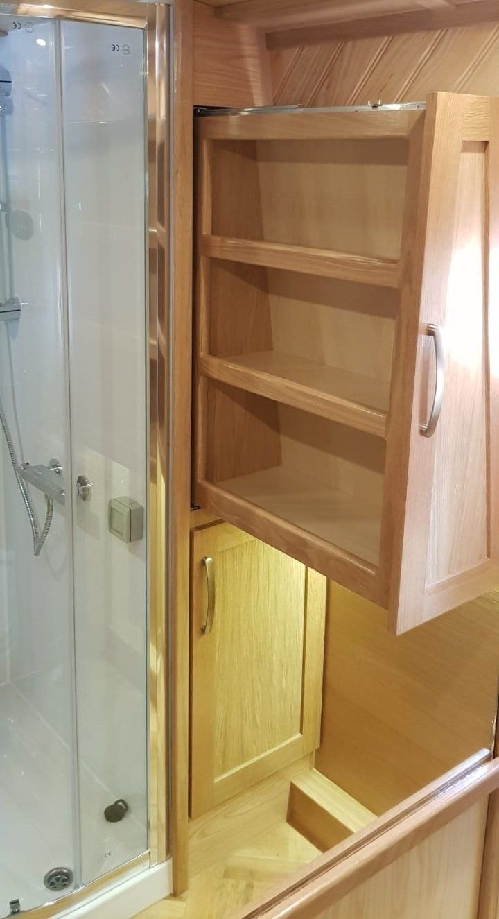 Narrowboat EH UP! sliding airing cupboard