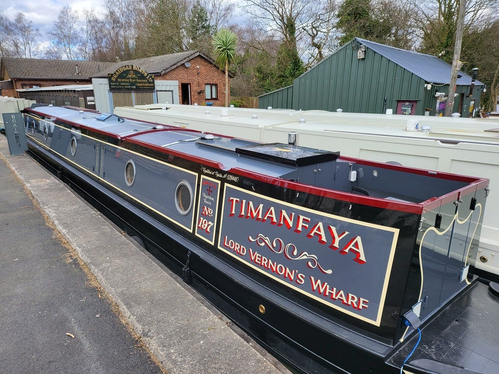 Timanfaya exterior in Braidbar's boat yard