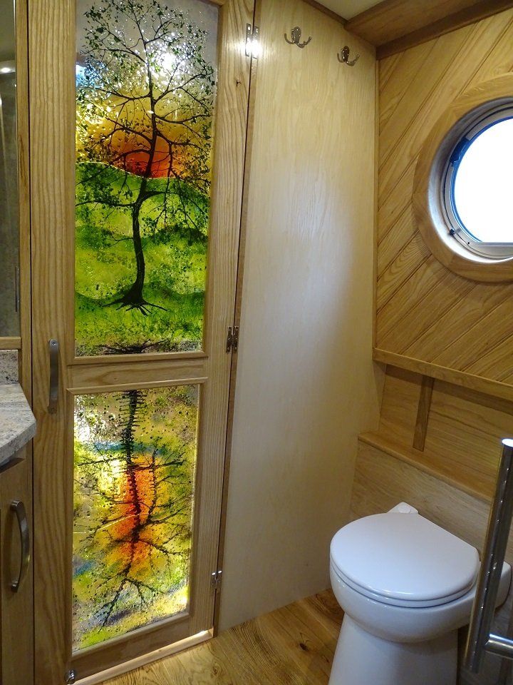 Narrowboat Timeless W.C. with stained glass door