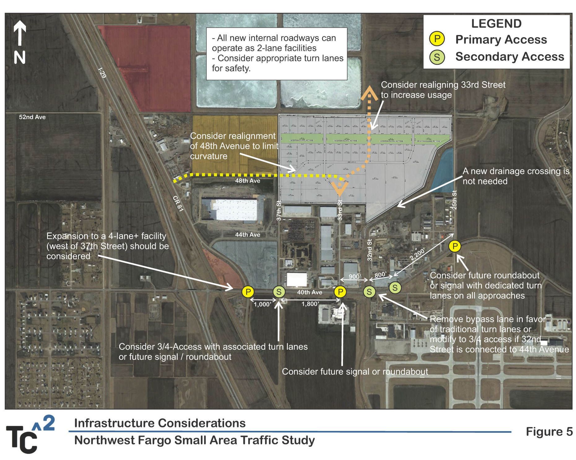 A map of a northwest fargo area traffic study