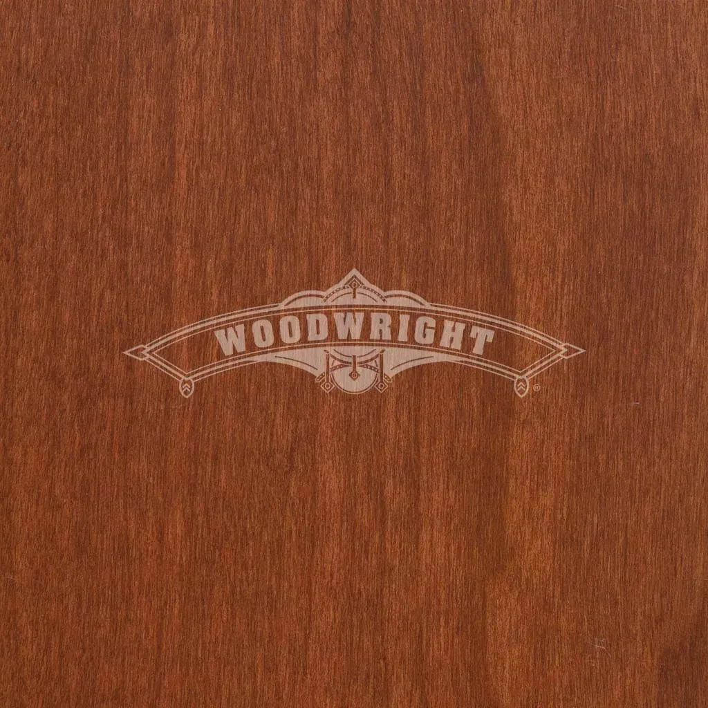 Woodwright logo on brown wood grain background.