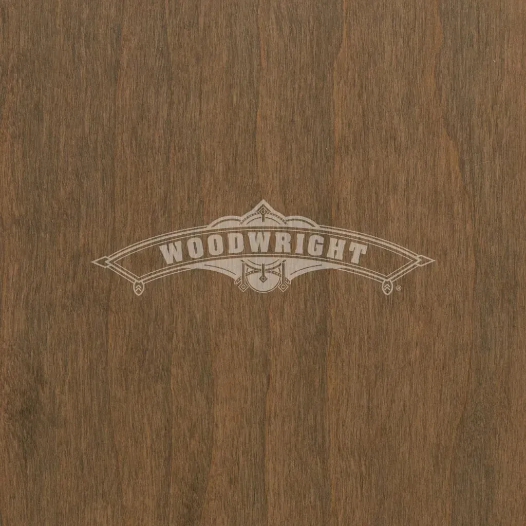 Logo on wood grain background: 