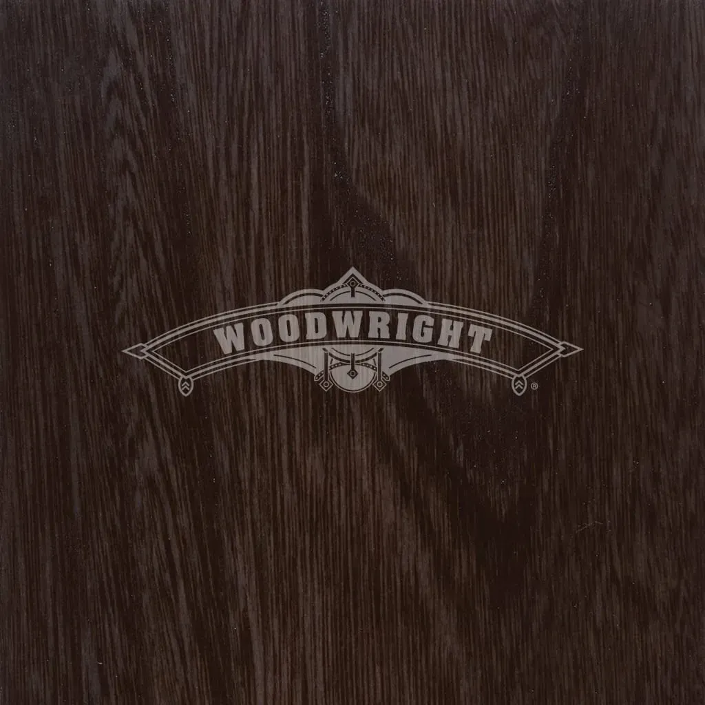 Woodwright logo on dark wood background.