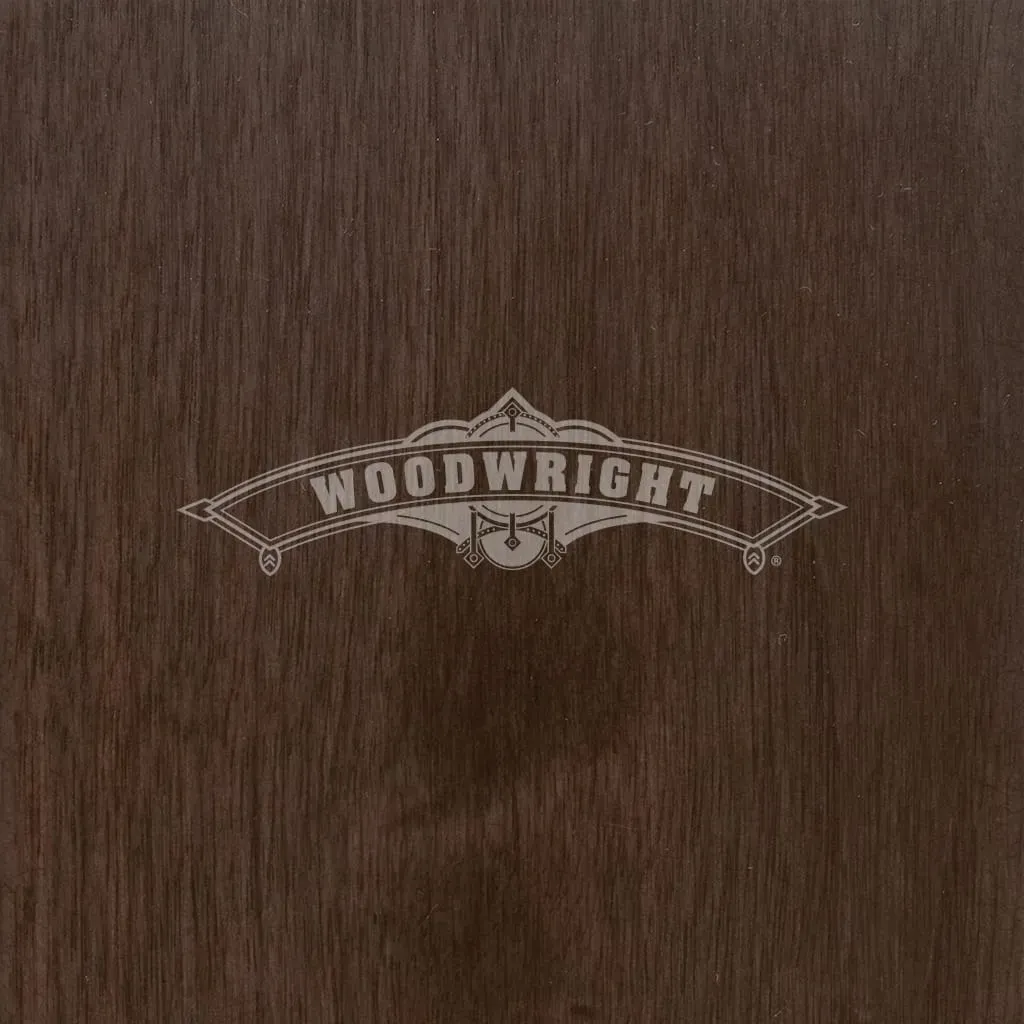 Dark brown woodgrain background with the word 