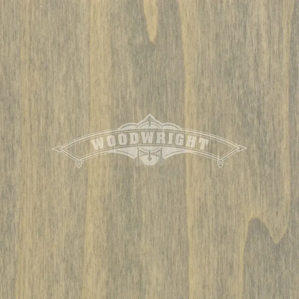 Wooden surface with Woodwright logo in a white arc.