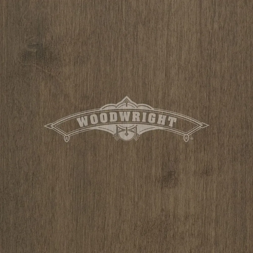 Woodwright logo on brown wood grain background.