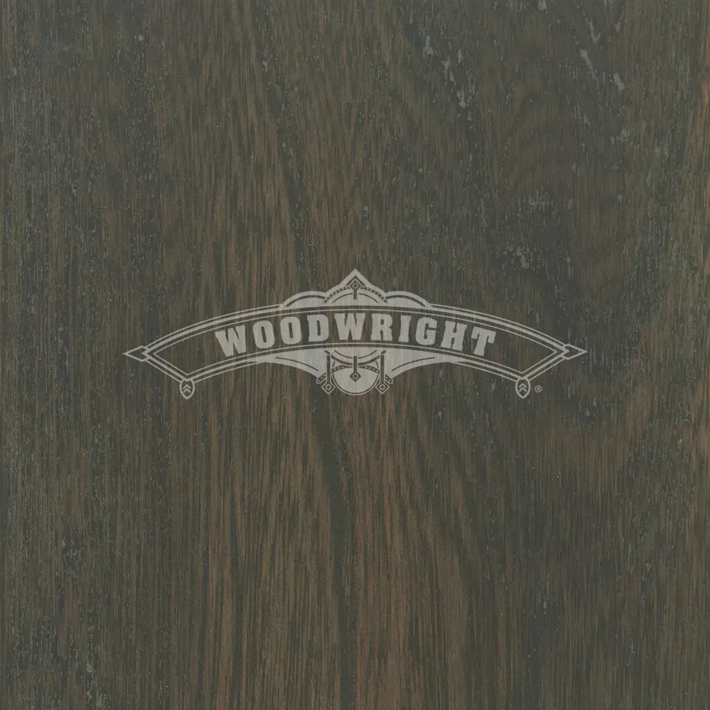 Woodwright logo on dark wood background.
