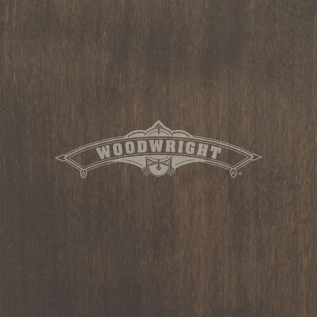 Woodwright logo on a dark wood background.