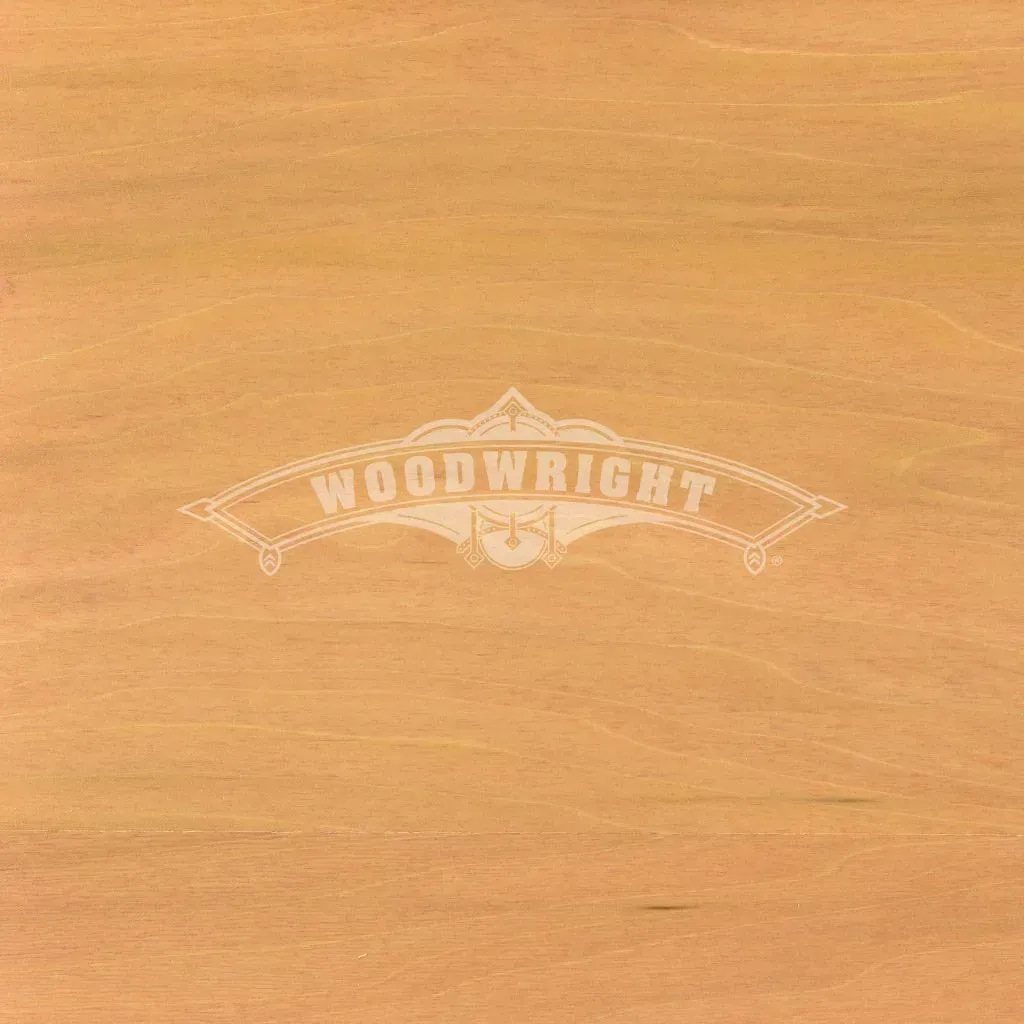 Light brown wood grain with the word 