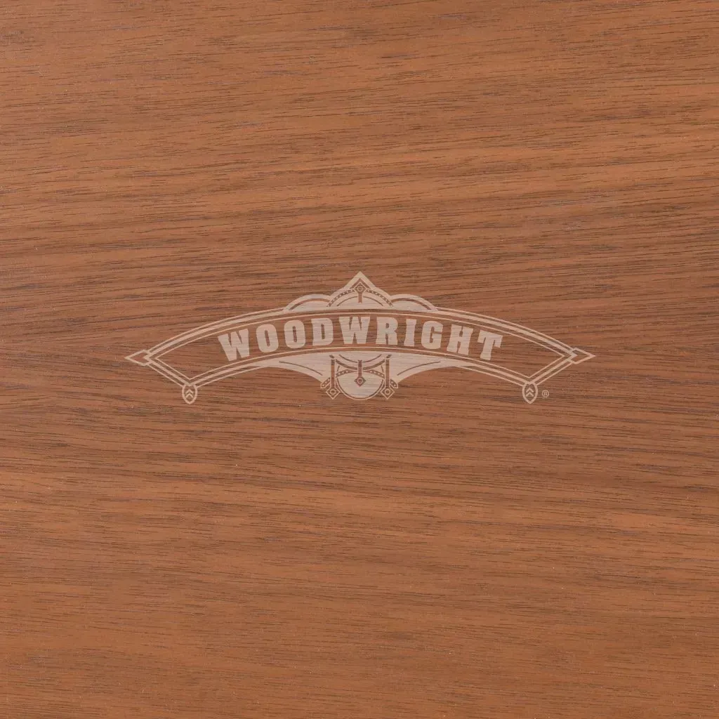 Wood grain surface with the brand 