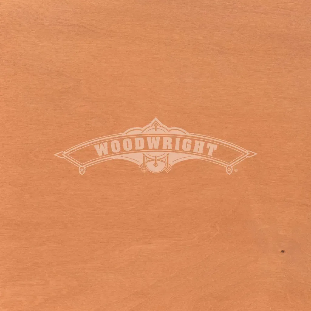 Woodwright logo on orange-brown background.