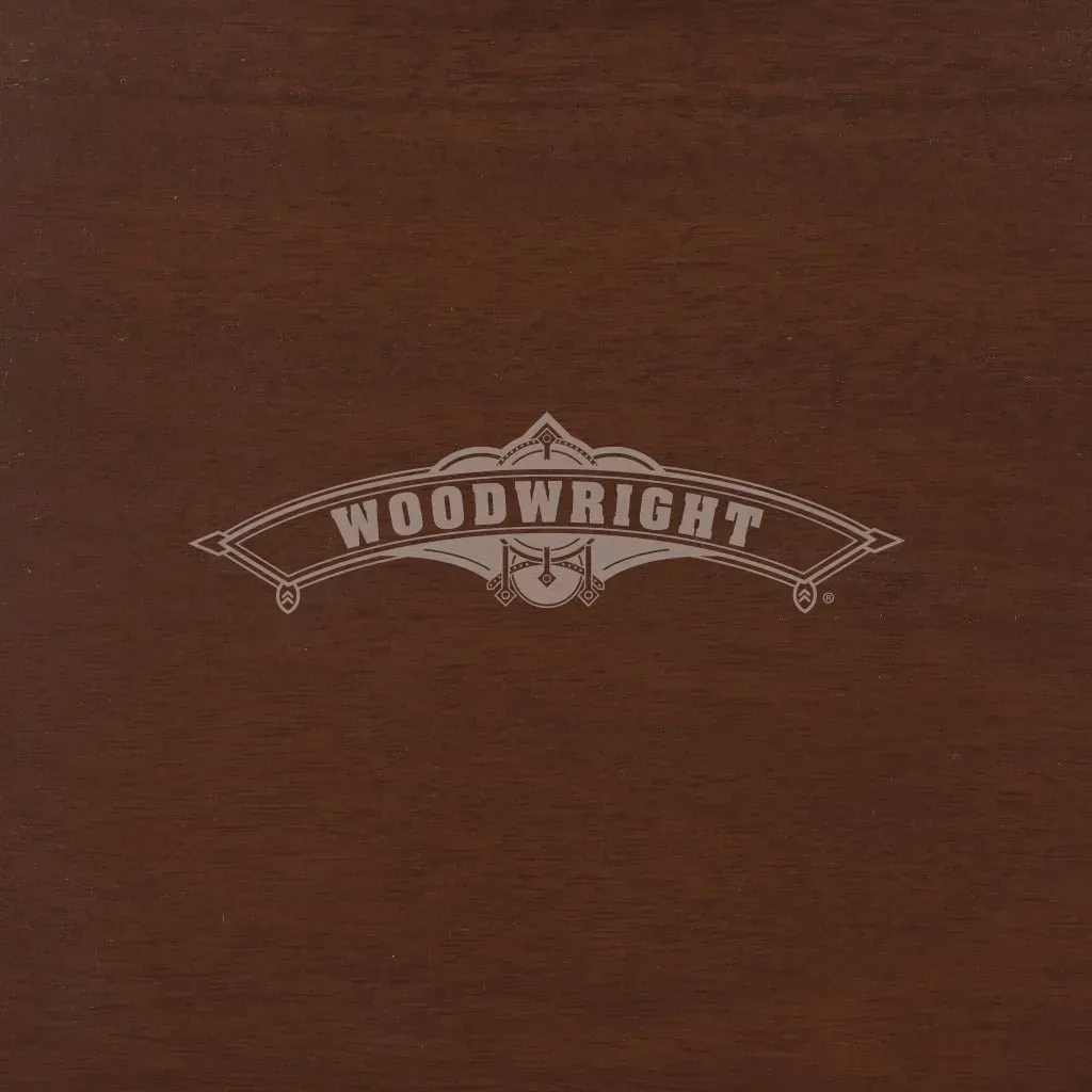 Logo on dark wood: 