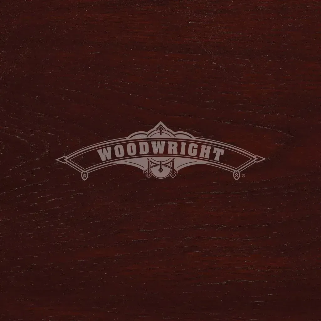 Woodwright logo on a dark, wood-grain background.