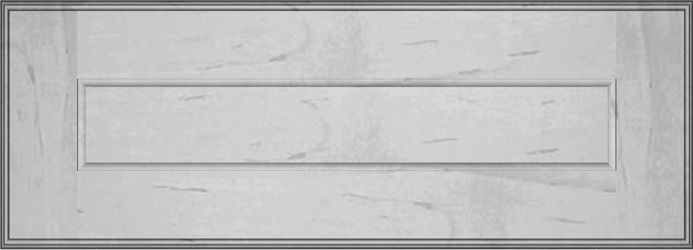 A rectangular, white cabinet door with a framed center panel.