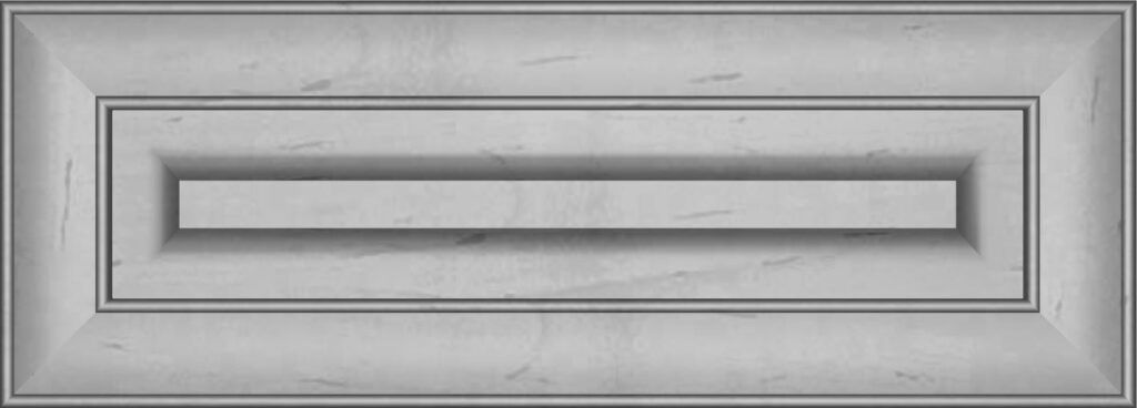 Rectangular, light gray recessed panel with a long, thin rectangle in the center.