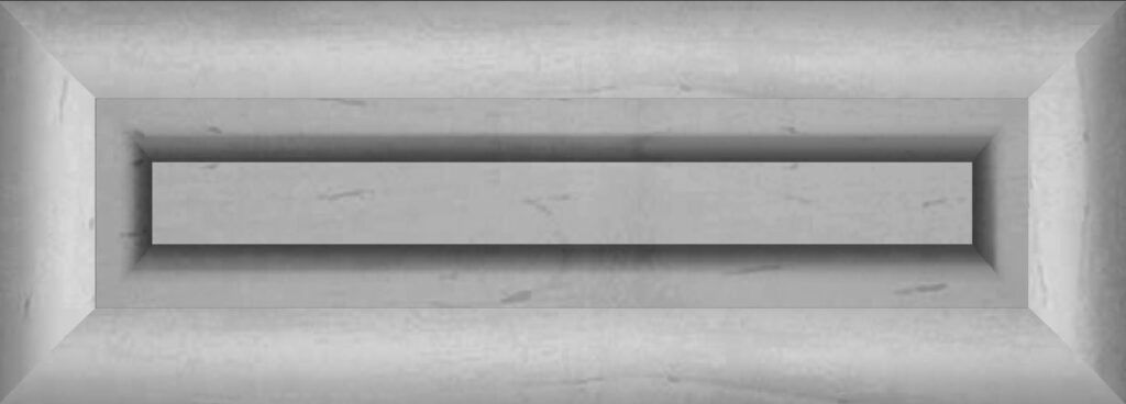 A rectangular concrete recessed design with a long, centered opening.