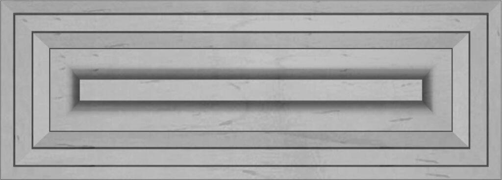 Gray rectangular stone trim with layered steps.