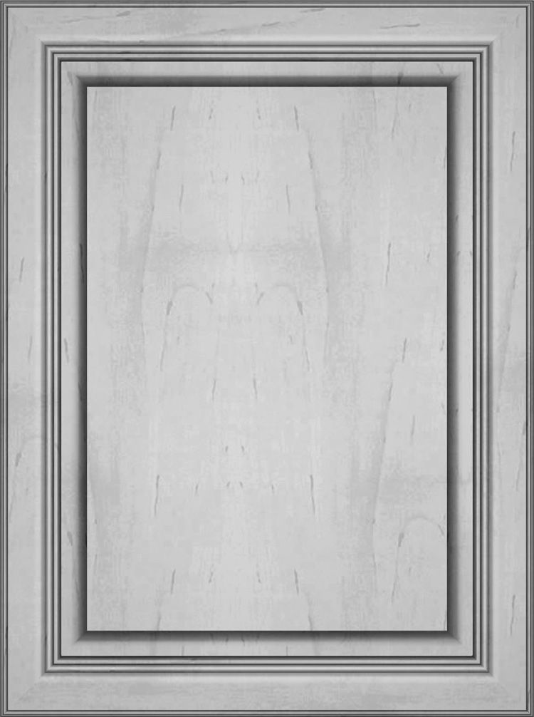 Panel door with raised center and detailed frame. Light wood grain.