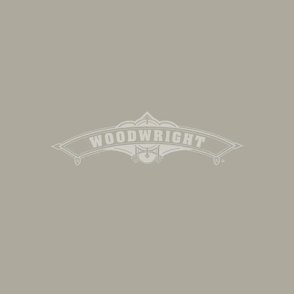 Woodwright logo on a gray background, with an arched border and stylized animal icon.