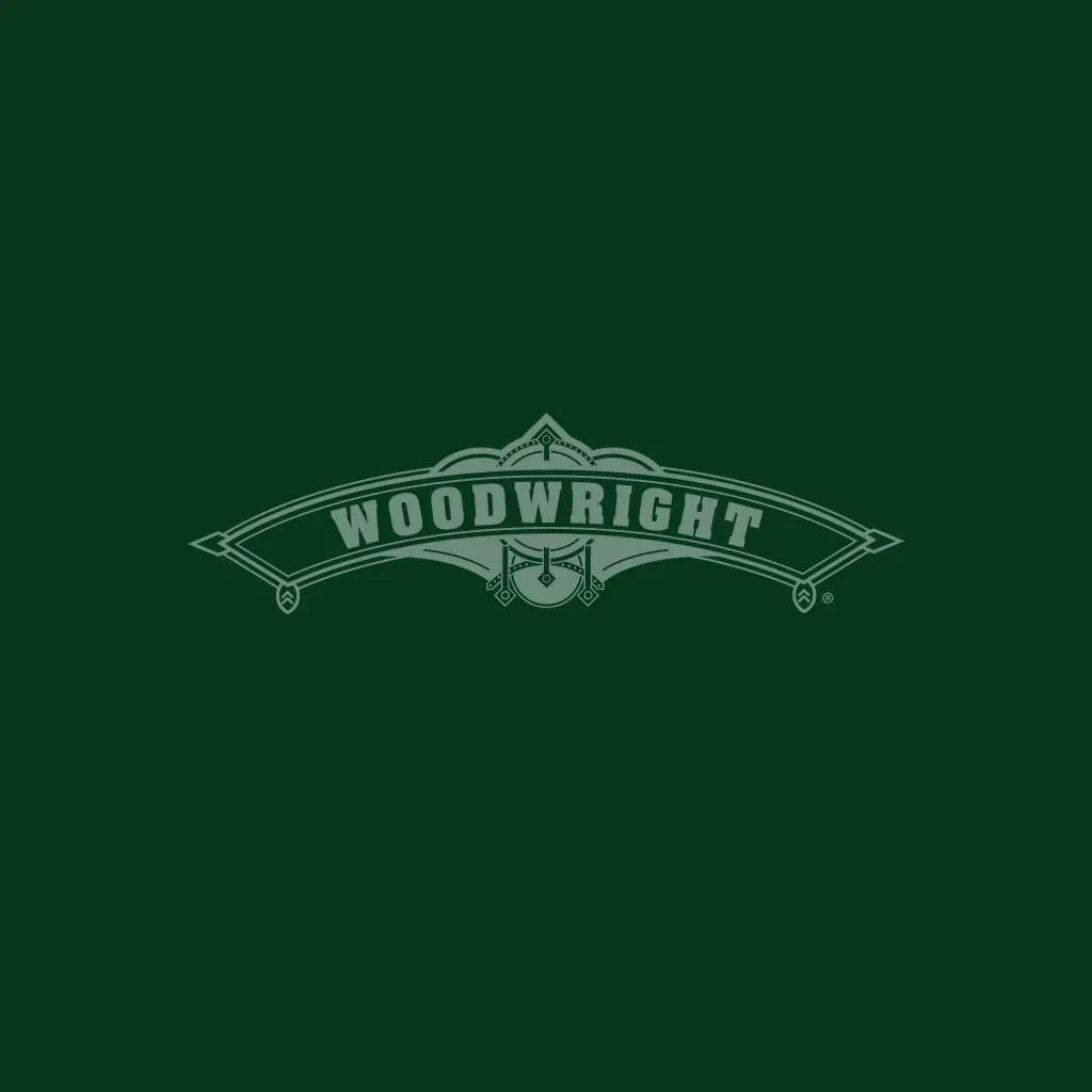 Woodwright logo on a dark green background.
