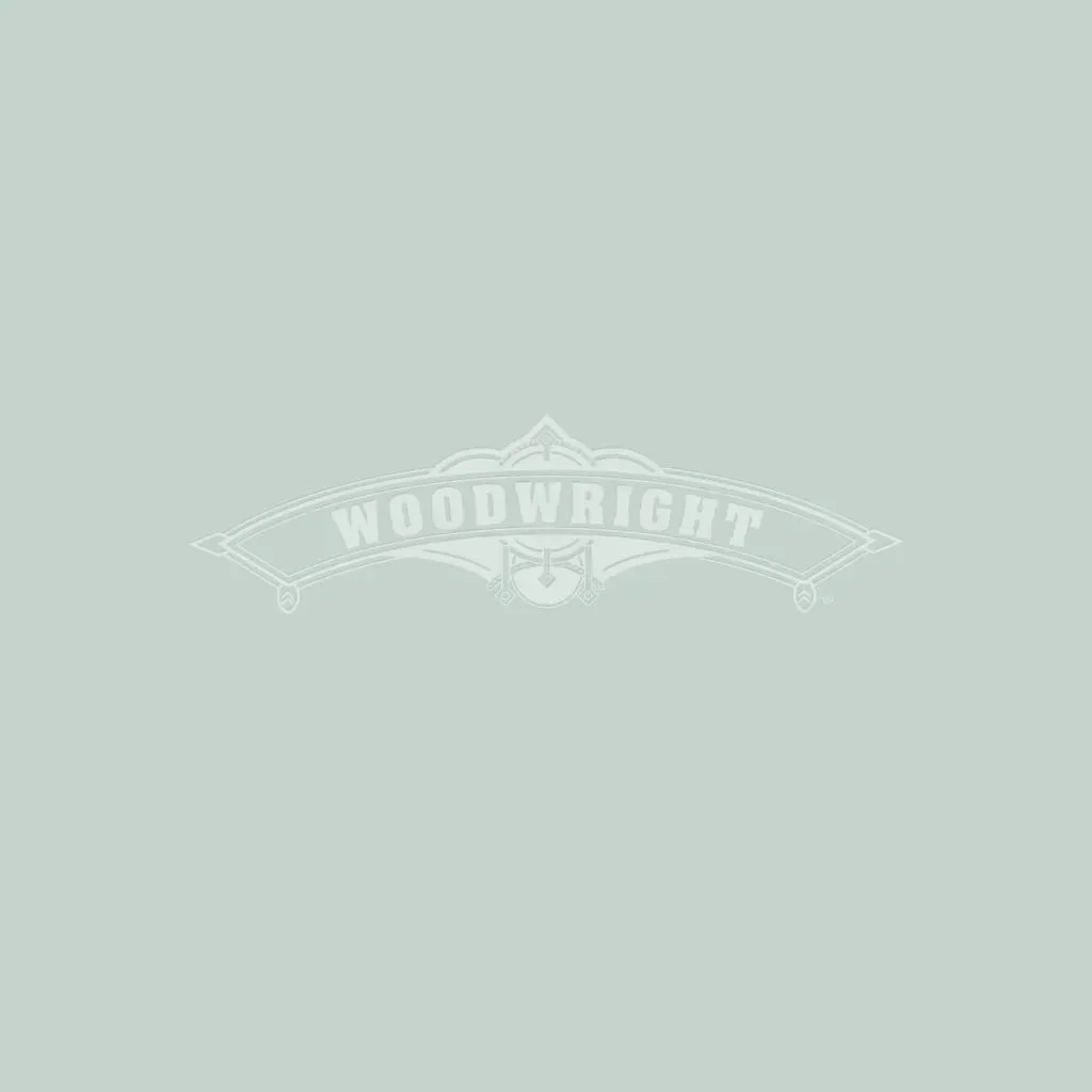 Woodwright logo with decorative emblem and text.