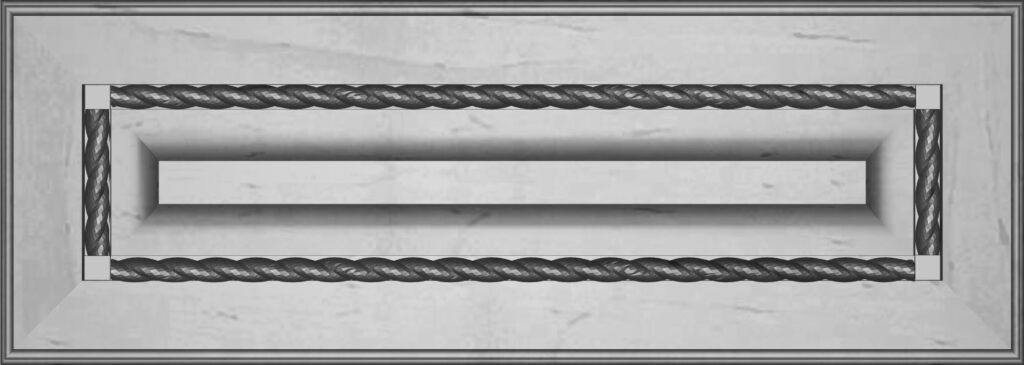 Rectangular air vent with a chain-link border and a central recessed slot.