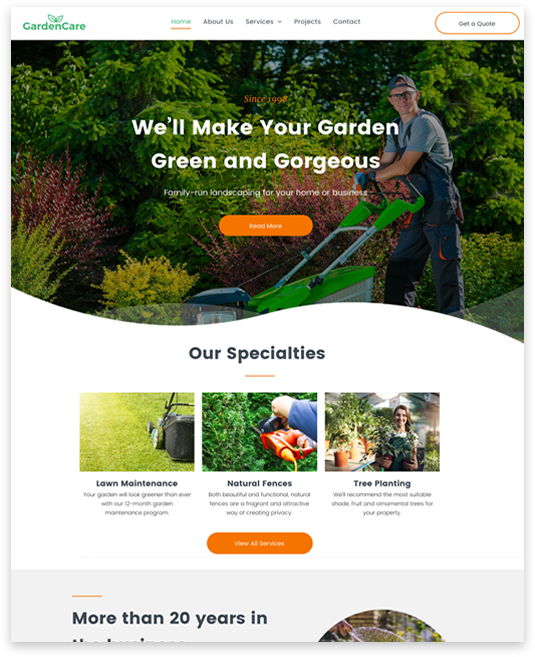a screenshot of a website for a lawn mower company .