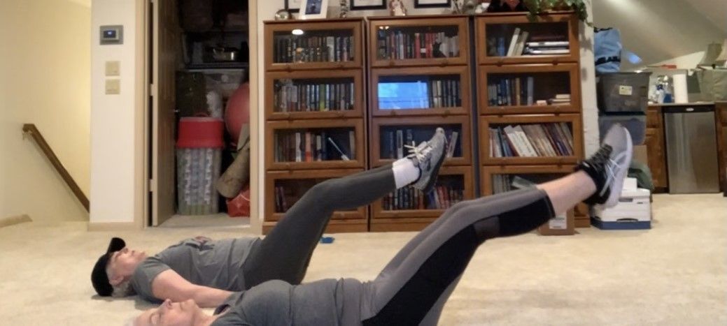 Sister: Cheri & Terri doing Leg Raises together