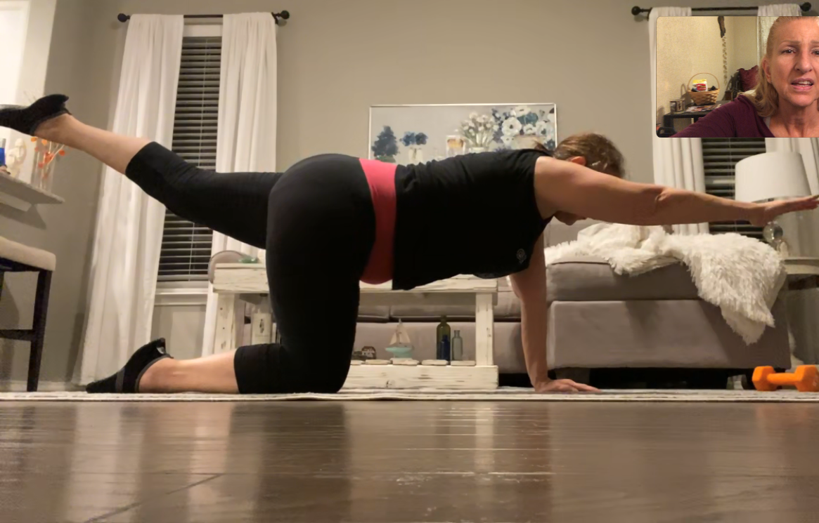 Maria doing Bird Dogs (virtually)