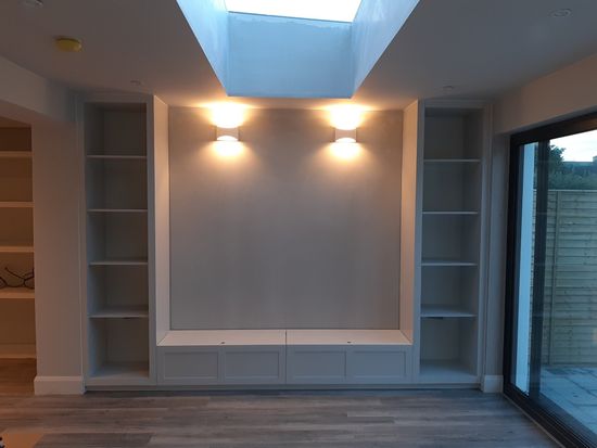 alcove open shelving with lighting