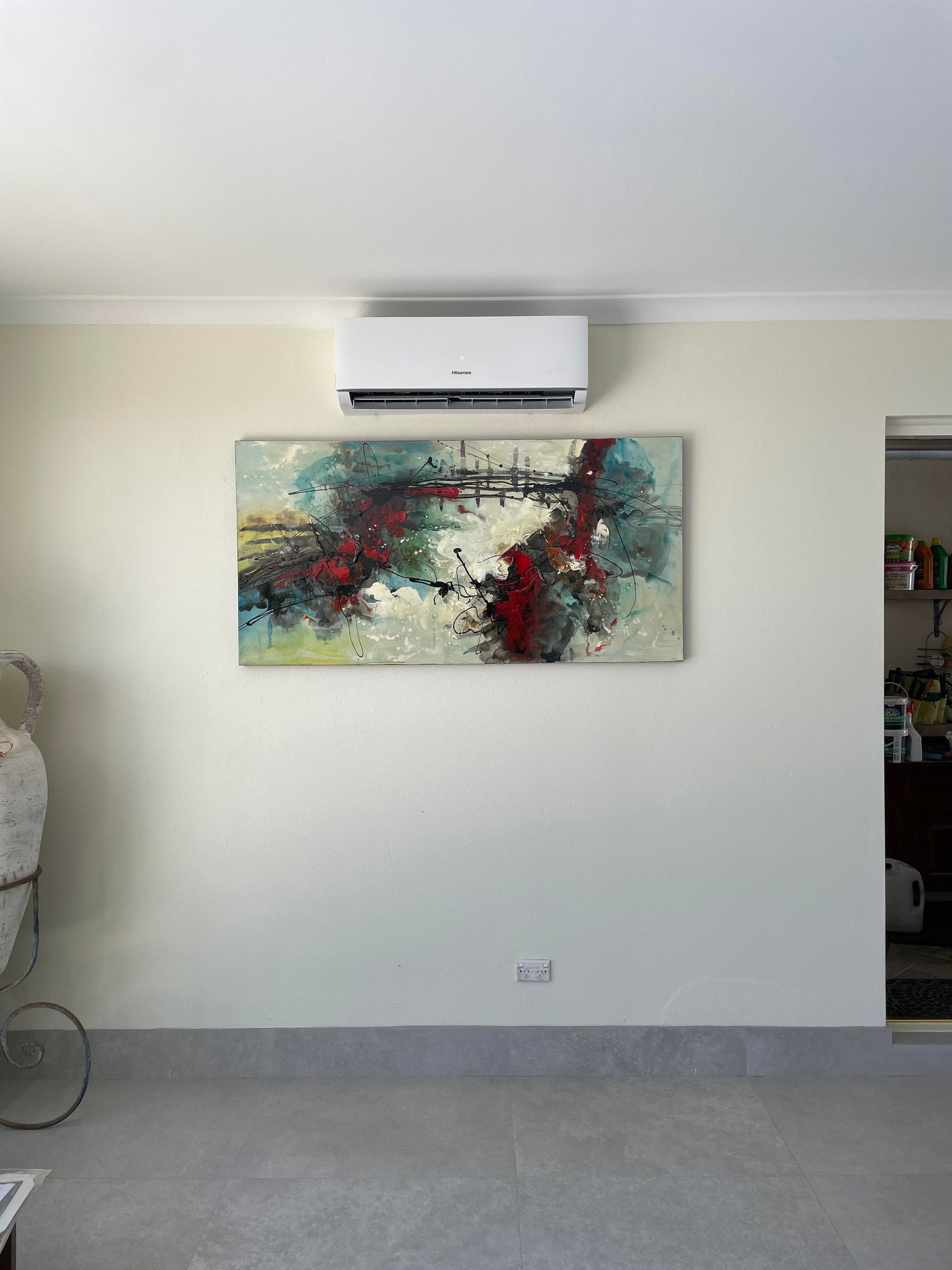 Internal Unit of Split System Air Conditioner Installed in Living Room