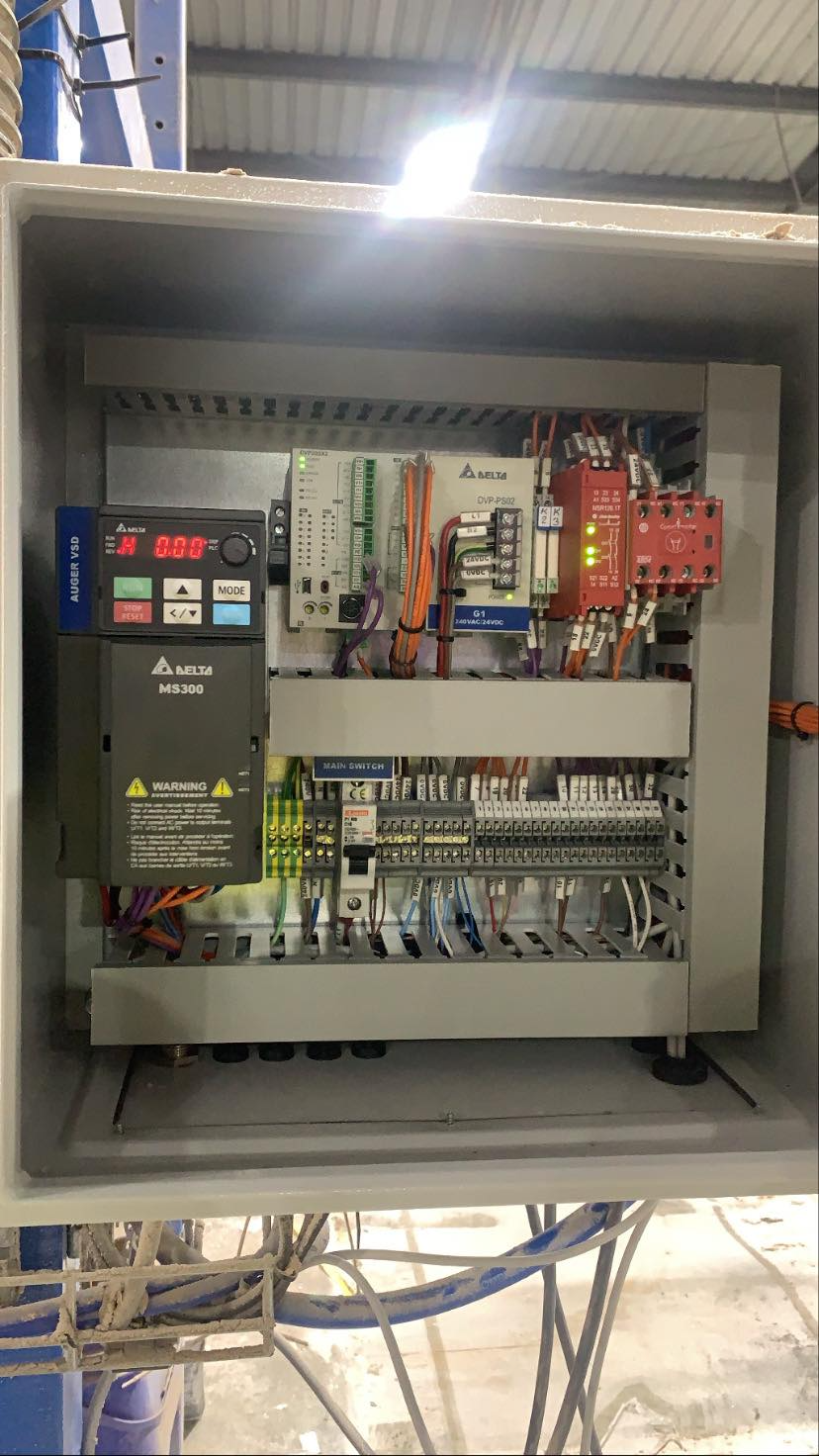 Commercial switch board and RCD's wired up and powering entire workshop