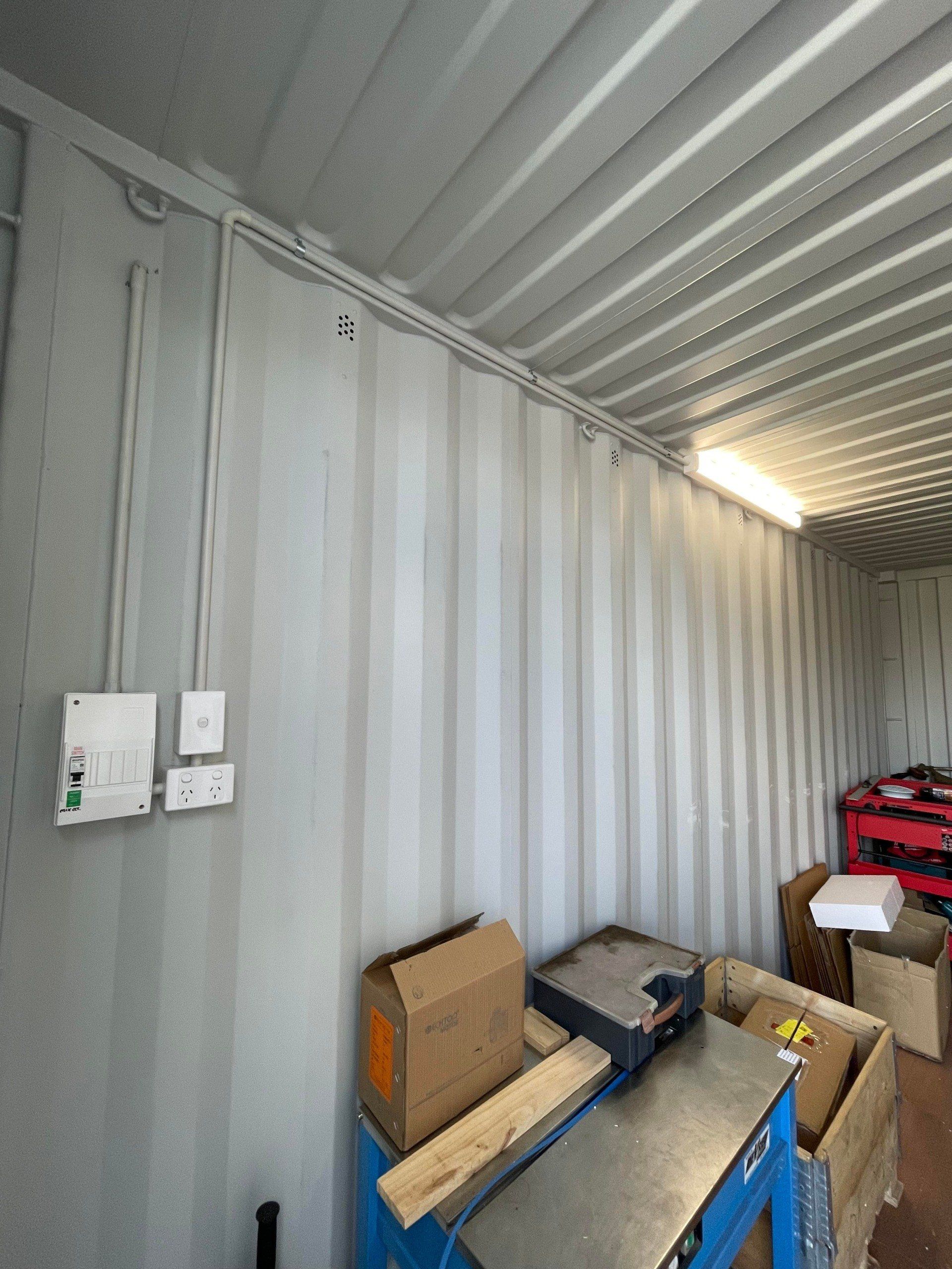 Light installation in seat container for commercial business
