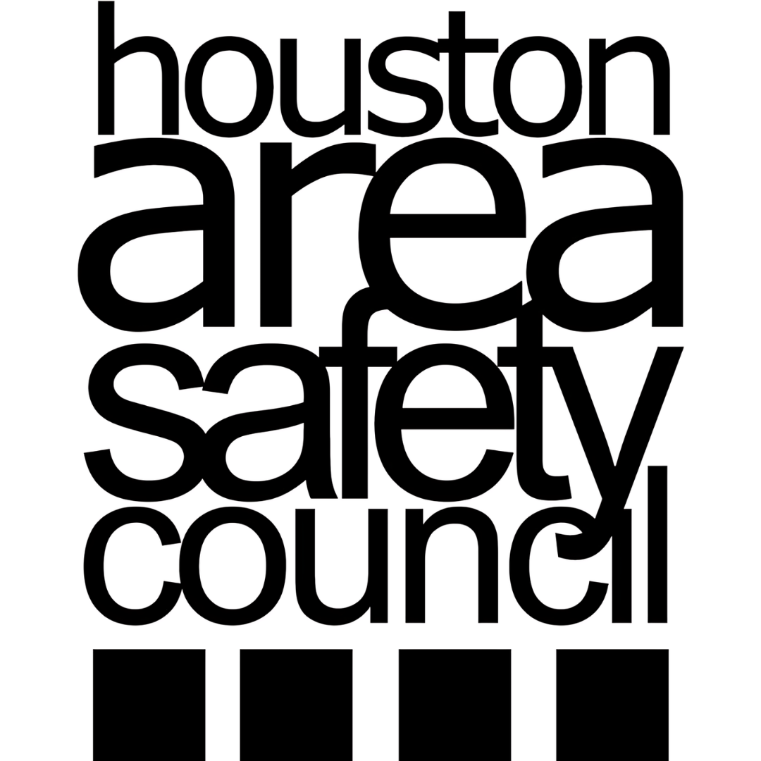 The logo for the houston area safety council is black and white.