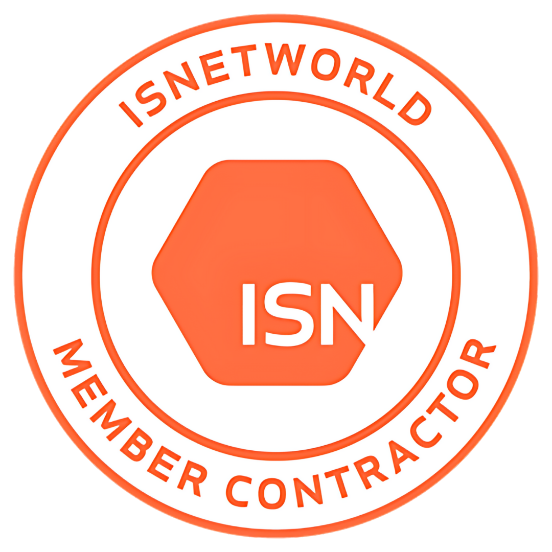 An orange isnetworld member contractor logo on a white background