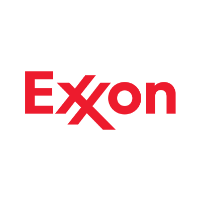 A red and white logo for exxon on a white background