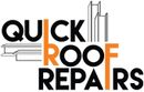 Logo for "Quick Roof Repairs" featuring black and orange text, building-like shapes, and steel beam outlines.