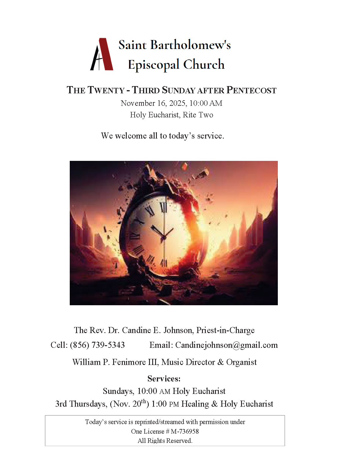 Bulletin The Twenty Third Sunday after Pentecost, November 16,2025