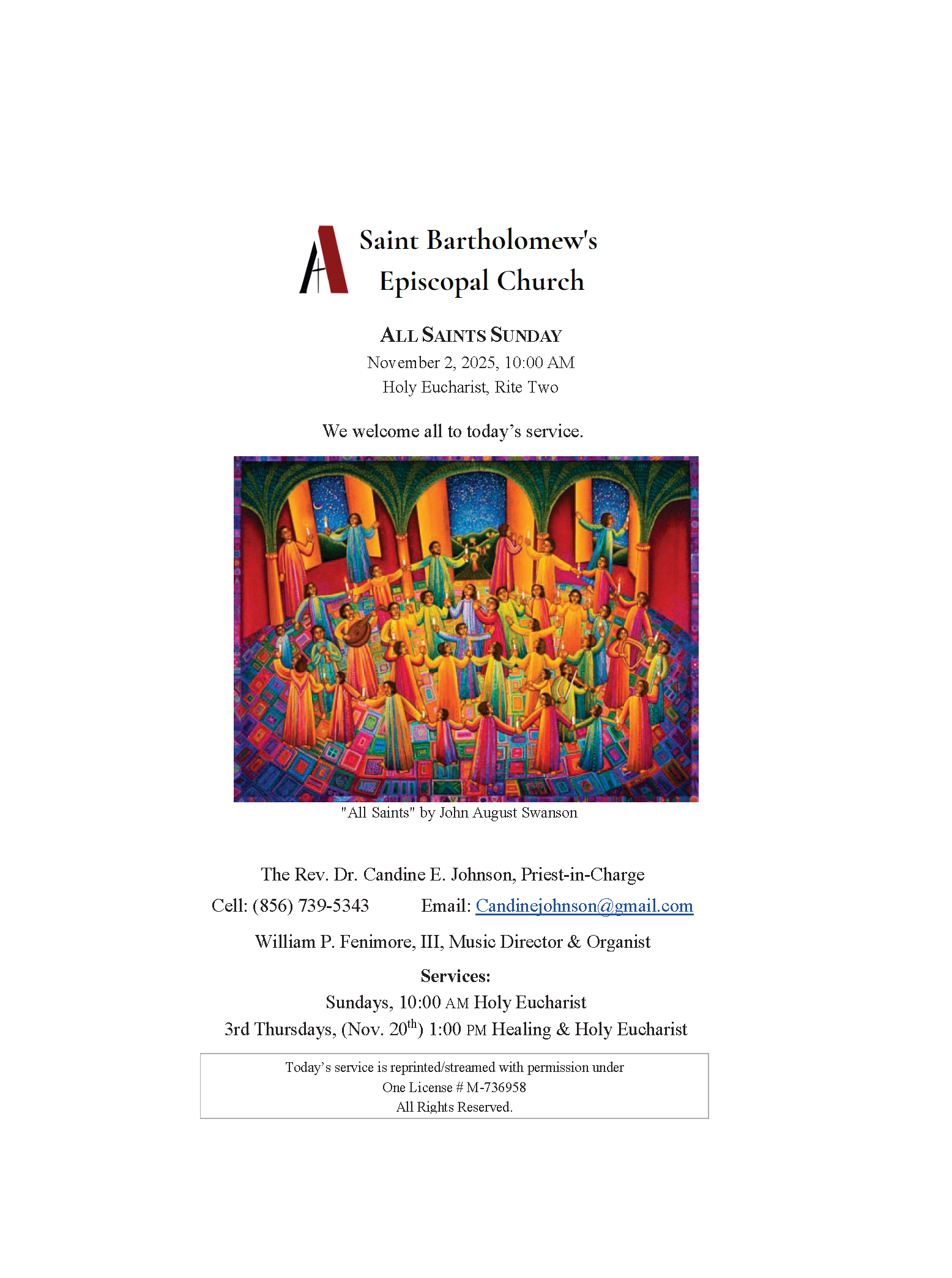 Bulletin All Saints' Sunday, November 2, 2025