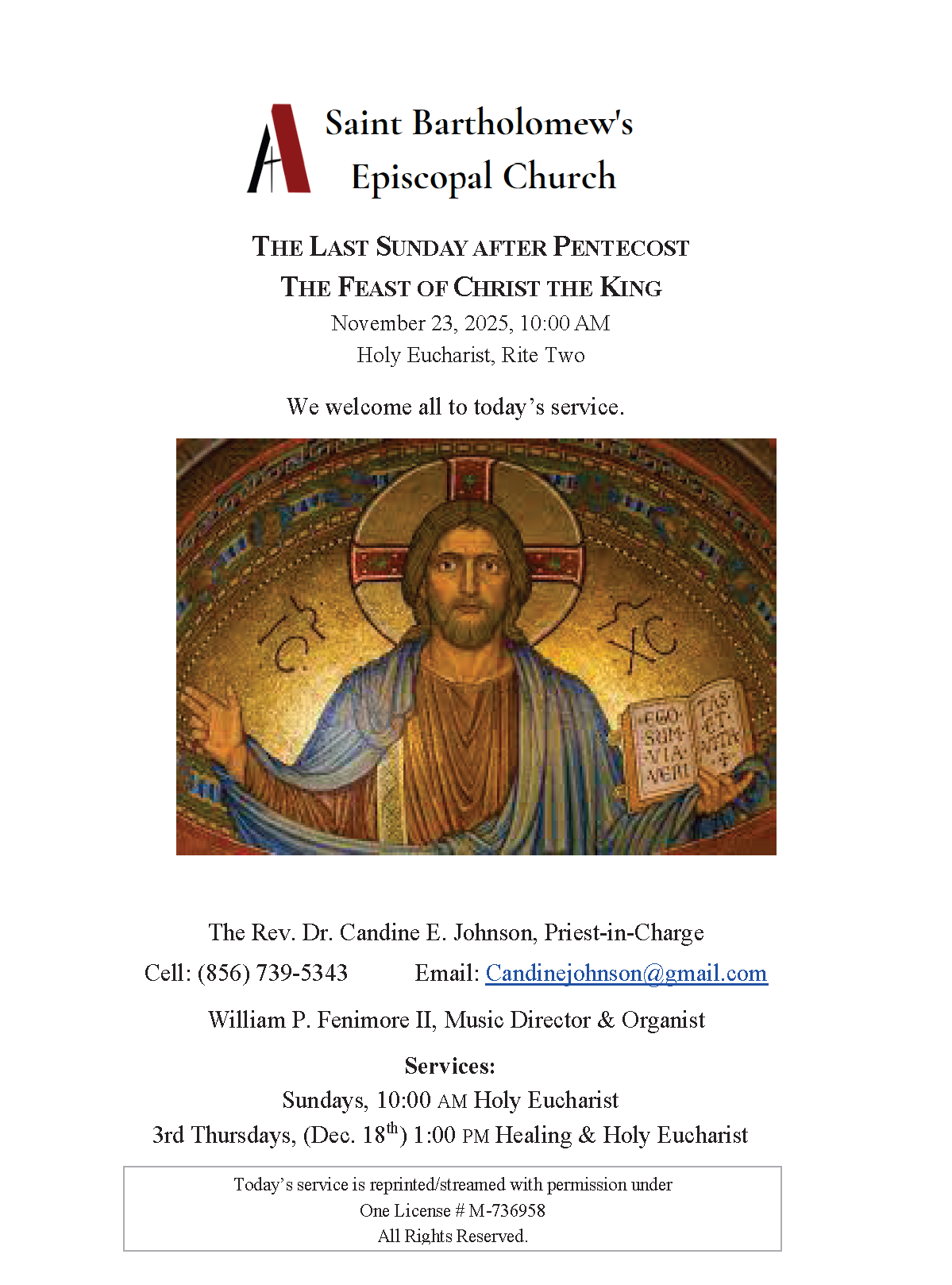 Bulletin Last Sunday of Advent: Christ the King, November 20,2025