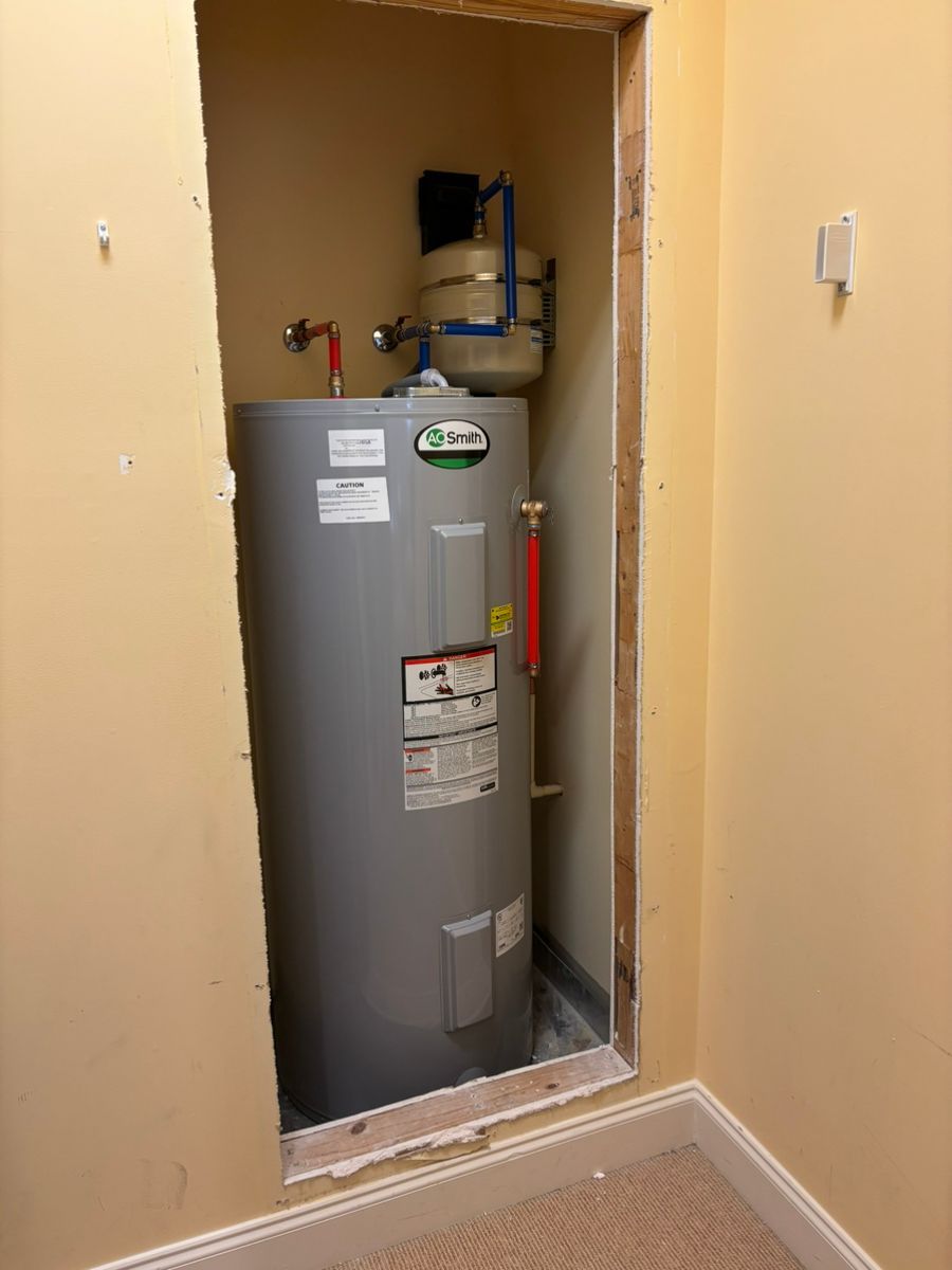 Water Heater installed by CTC in a commercial closet