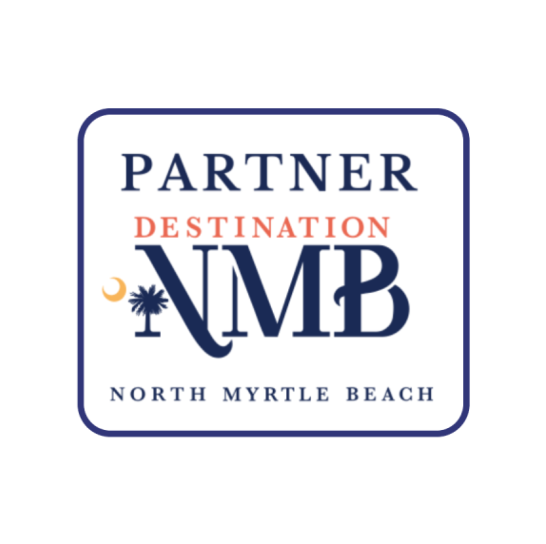 Partner Destination NMB logo with text and palm tree symbol, North Myrtle Beach.