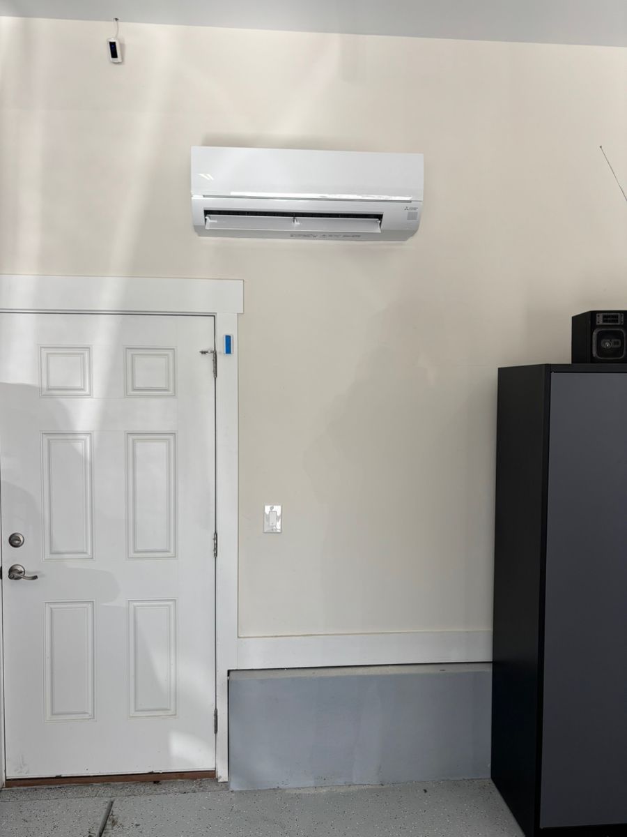 Mitsubishi mini-split heat installed in garage by CTC