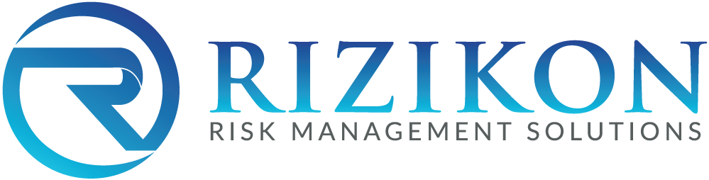Rizikon logo: Blue circular design with a letter 