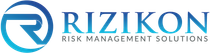 Rizikon logo: Blue circular design with a letter 